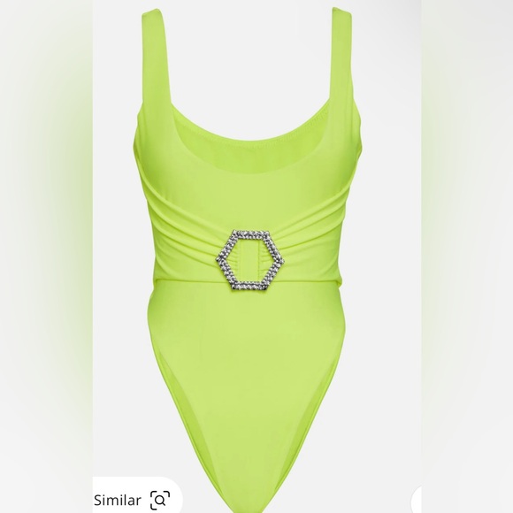 New PHILIPP PLEIN bright yellow Monokini swim suit one piece size M - Picture 3 of 7